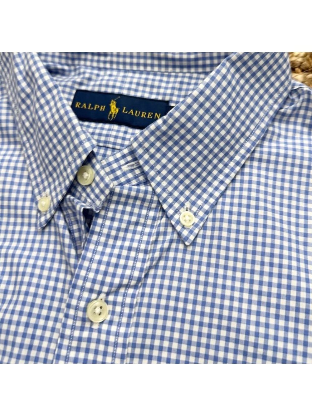 Polo Ralph Lauren Long Sleeve Button Down Checkered Dress Shirt Blue White